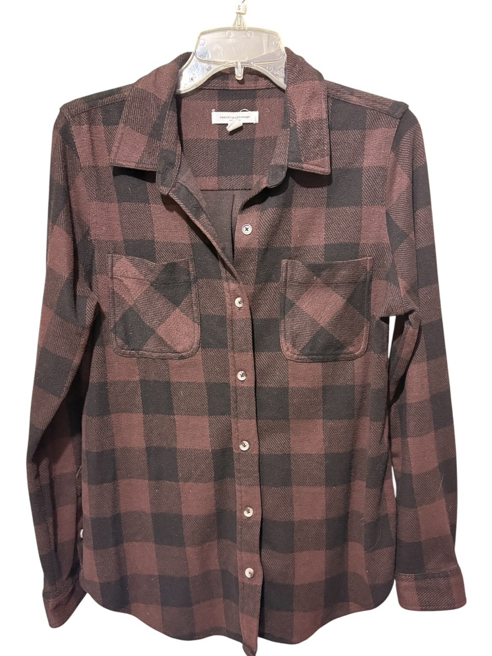 Women’s Plaid Button-Down Shirt - Black & Brown
